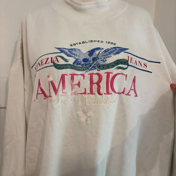 Venezia Jeans Size 22/24 Mock Neck 90s Style Princess Diana Crew Neck Sweatshirt - Picture 2 of 9